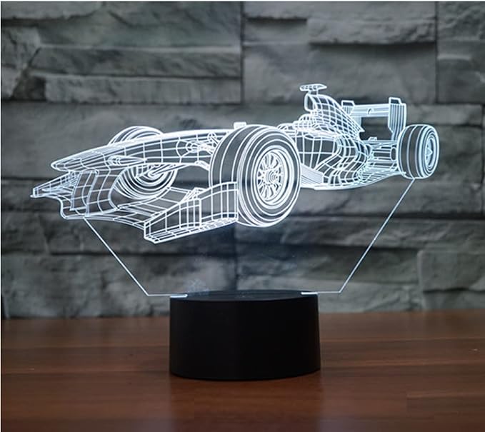 3D Racing Car LED Night Light, 16 Color Changing Lamp with Remote Control, Birthday Gift