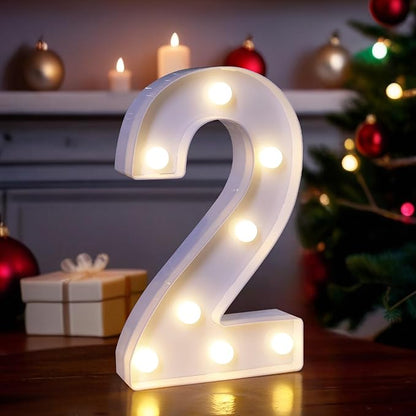 LED Light Up Marquee Letters, Battery Powered Decorative LED Letter Lights, Alphabet Light Up Letters for Wedding Birthday Party,Holiday Lamp or Home Bar Decoration (Number 2)