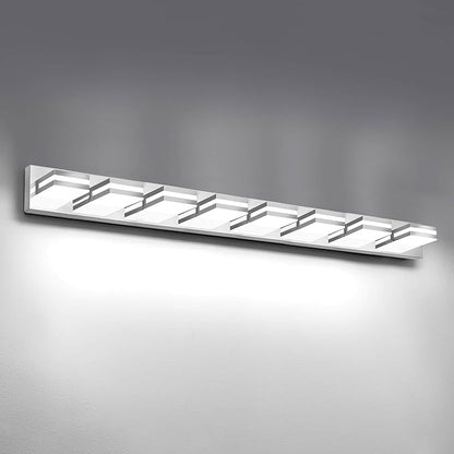 IZORRO LED Modern Bathroom Lights Fixtures(8-Light,Dimmable,360°Rotate),Chrome Acrylic Wall Lighting,Vanity Lights for Bathroom Over Mirror - 6000k 48In （No Assembly Required）