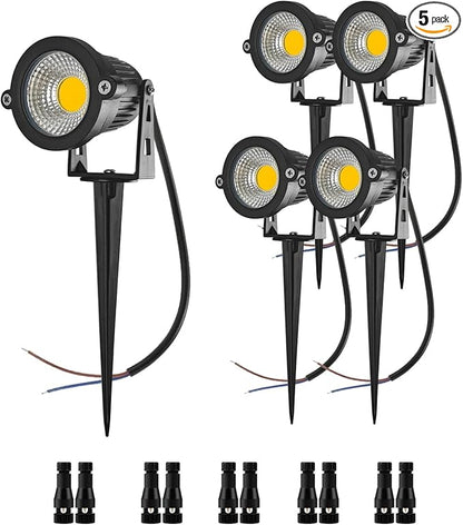 Low Voltage Landscape Lights 10W 12V Landscape Lighting with Connectors Warm White Waterproof Outdoor Spotlights for Trees Pathway Lawn Yard （5 Pack）