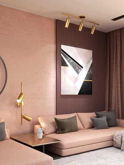 BOKT Gold Flush Mount Tracking Light Kit 3 Light Wall Decorative Lamp Modern Close to Ceiling Light Adjustable Track Lighting for Kitchen Island Living Room Bedroom