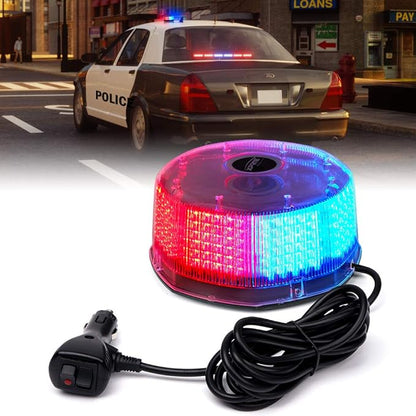 Xprite Red&Blue 240LED Rotating Beacon Light w/Magnetic Base，Safety Warning Police Flashing Lights for Law Enforcement Vehicles Forklift Patrol Security Trucks Cruiser UTV ATV Snowplow Volunteer