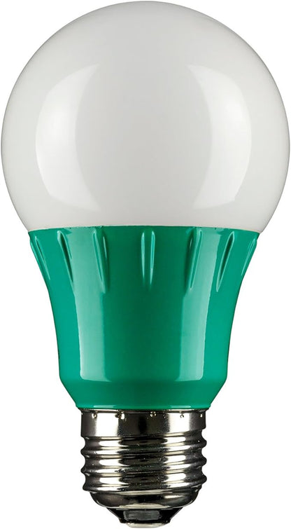 Sunlite 80146 LED A19 Colored Light Bulb, 3 Watts (25w Equivalent), E26 Medium Base, Non-Dimmable, UL Listed, Party Decoration, Holiday Lighting, 1 Count, Green (Pack of 2)