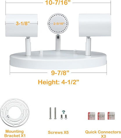 CLOUDY BAY 5CCT 3 Light Directional Ceiling Spotlight,Dimmable LED Track Light Heads,CRI90+,2100Lm for Hallway Kitchen Art,White