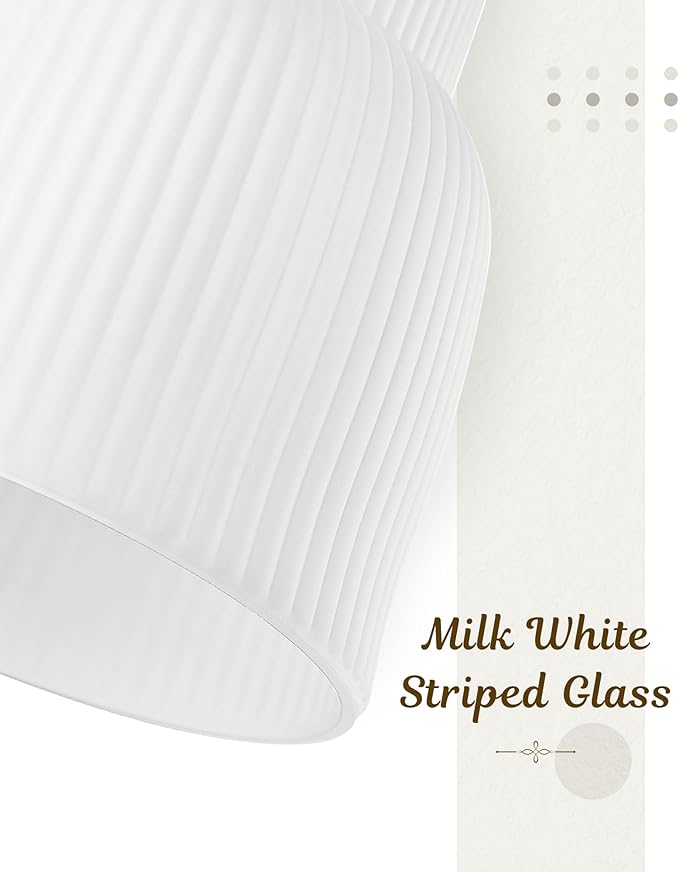 FEMILA 3 Pack Pendant Light for Kitchen Island, 6.7" Milk Glass Pendant Light Vintage Light Fixtures for Bedroom Hotel Dining Room, 4FYD87MIL-3PK BK