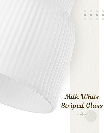 FEMILA 3 Pack Pendant Light for Kitchen Island, 6.7" Milk Glass Pendant Light Vintage Light Fixtures for Bedroom Hotel Dining Room, 4FYD87MIL-3PK BK