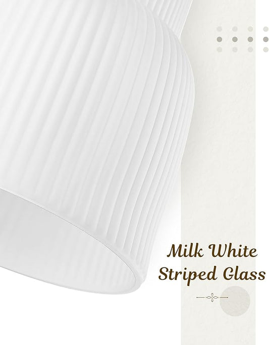 FEMILA 3 Pack Pendant Light for Kitchen Island, 6.7" Milk Glass Pendant Light Vintage Light Fixtures for Bedroom Hotel Dining Room, 4FYD87MIL-3PK BK