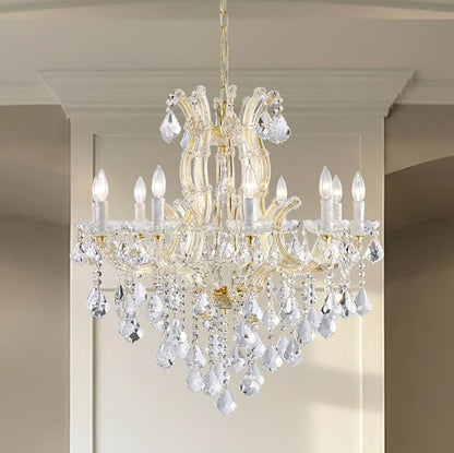 Modern Gold Crystal Chandelier Lighting - Luxury Maria Theresa Chandeliers for Dining Room, Kitchen Island, Living Room, Bedroom, 10 Lights…