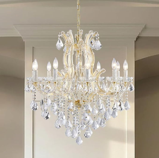 Modern Gold Crystal Chandelier Lighting - Luxury Maria Theresa Chandeliers for Dining Room, Kitchen Island, Living Room, Bedroom, 10 Lights…