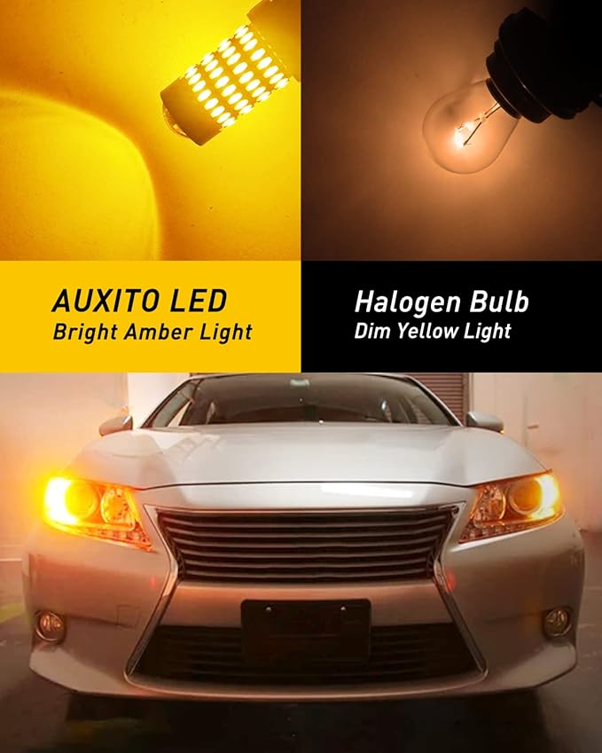 AUXITO 3157 LED Bulbs Amber for Turn Signal Lights, Super Bright 3056 3156 3057 4157 LED Bulbs with Projector for Turn Signal Blinker Reverse Back Up Parking Marker License Plate Lights