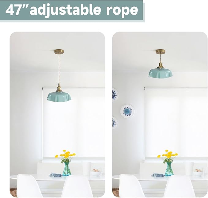 Mid Century Pendant Light,E26 Base Gold Pendant Lights Kitchen Island Ceiling Lamp Suitable for Kitchen Dining Room Bedroom Outdoor,Color Green