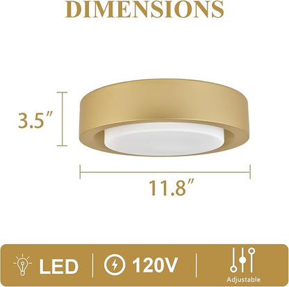 13-Inch Modern Gold Flush Mount Ceiling Light Fixture with White Glass Shade - Ideal for Bedroom, Hallway, Entryway, Living Room, Stairwell, and Kitchen