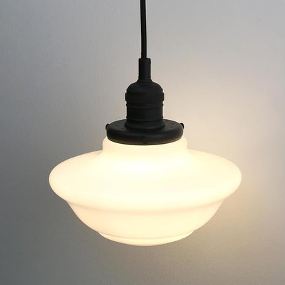 Pathson Modern Pendant Light with Milk White Glass, Vintage Ceiling Pendant Lighting Adjustable Textile Cord, Frosted Ceiling Fixture Lamp for Living Room Bedroom Kitchen Dining Room