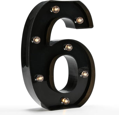 Light Up Black Alphabet Marquee Number Sign LED Marquee Number Lights Sign for Night Light Home Bar Christmas Lamp Birthday Party Wedding Decoration 6