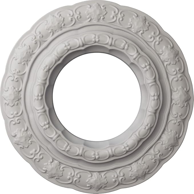 Ekena Millwork CM15LIUWF 15 3/8"OD X 7"ID X 1"P Lisbon Ceiling Medallion Fits Canopies Up to 7", Ultra Pure White