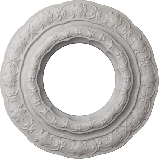 Ekena Millwork CM15LIUWF 15 3/8"OD X 7"ID X 1"P Lisbon Ceiling Medallion Fits Canopies Up to 7", Ultra Pure White