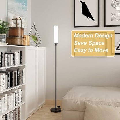 Nukanu Floor Lamp with Remote Control,Bright Floor Lamps for Living Room/Bedroom/Office, Stepless Adjustable 3000K-6000K Colors and 10-100% Brightness,Standing Light with Foot Switch (Black)