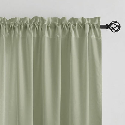 Anmao Non-See-Through Sage Green Privacy Semi Sheer Curtains for Living Room 80 Inch Length 2 Panels Set, Light Filtering That Let Light in Rod Pocket Window Drapes for Bedroom, 52W x 80L, Sage