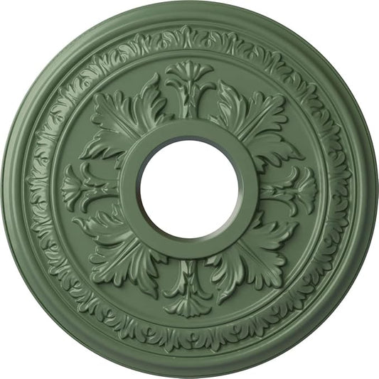 15 3/8"OD x 4 1/4"ID x 1 1/2"P Baltimore Ceiling Medallion (Fits Canopies up to 5 1/2"), Hand-Painted Athenian Green