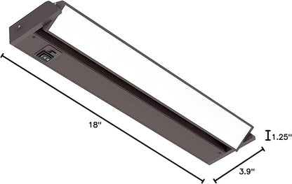 GETINLIGHT 18-inch Swivel LED Under Cabinet Lights, Glass Lens, Selectable White 2700K/4000K/5000K, Dimmable with Wall Dimmers,Bronze Finish, IN-0202-2-BZ