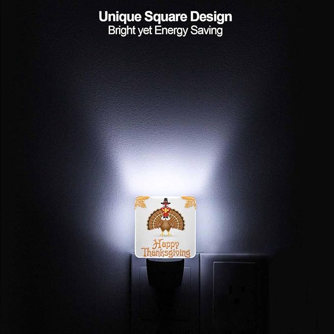LED Night Light Plug into Wall with Dusk to Dawn Light Sensor White Energy Efficient Thanksgiving Turkey Bird White Nightlight for Bedroom Bathroom Hallway Living Room Kitchen