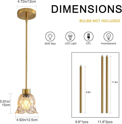 Pendant Lamp with Glass Shade, Modern Antique Brass Pendant Lights,Hanging Light Vintage Glass Shade, Island Light Pendant Light Fixture for Bedroom Living Room Kitchen