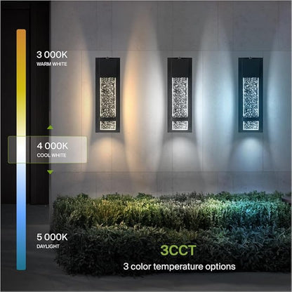ASD LED 13" Bubble Glass Wall Light Fixture, Outdoor Dusk to Dawn Sconce | 3CCT, Waterproof, Photocell, ETL Listed | 12W 500LM 3000-5000K 120V | Exterior Lantern, Porch Lighting | Black, 2 Pack