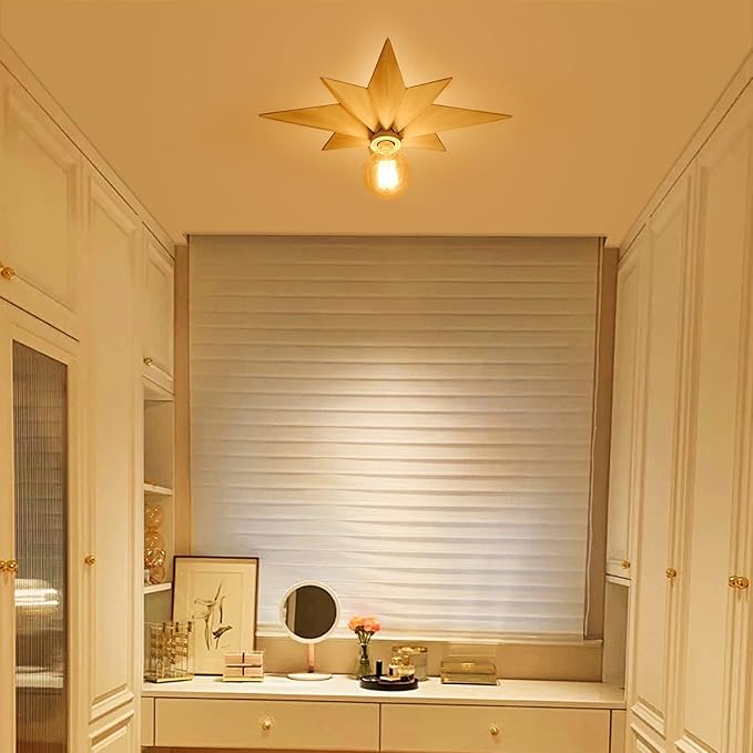 16 inch Flush Mount Ceiling Light, Modern Farmhouse White Star Ceiling Light, Vintage Star Light Fixtures Ceiling for Hallway, Entryway, Study Room, Bedside, Stair, Foyer, Kitchen, Bathroom