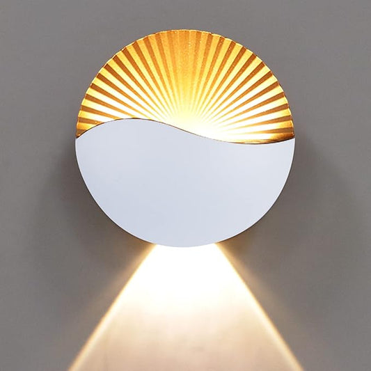 Kawell Modern Creative 12W LED Wall Sconce Waterproof Wall Light Indoor Outdoor Wall Lamp Sunrise Effect Art Deco for Bedroom Living Room Bathroom Cafe Lounge Corridor Stairs,White 3000K