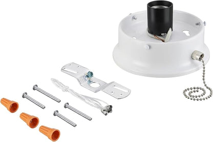 Aspen Creative 22104-03-1, Flush Mount Ceiling Fixture Shade Holder Kit with On/Off Pull Chain Switch in Matte White Finish 4-1/2" Fitter, 5" Diameter x 1-3/4" Height