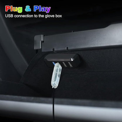 Dreamcolor Acrylic Interior Car LED Strip Light with USB Hub, 55.1 inches Fiber Optic Ambient Lighting Kits, RGB+IC Colors Sound Active Function Neon LED Strip
