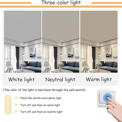 3-Lights LED Ceiling Light Fixture,22 Inch Modern Ceiling Lights Flush Mount Wooden 20W Dimmable Chandelier for Living Room Bedroom Kitchen,3000K/4000K/6000K Temperatures Selectable Green
