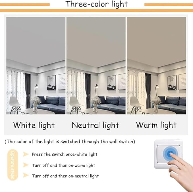 3-Lights LED Ceiling Light Fixture,22 Inch Modern Ceiling Lights Flush Mount Wooden 20W Dimmable Chandelier for Living Room Bedroom Kitchen,3000K/4000K/6000K Temperatures Selectable White