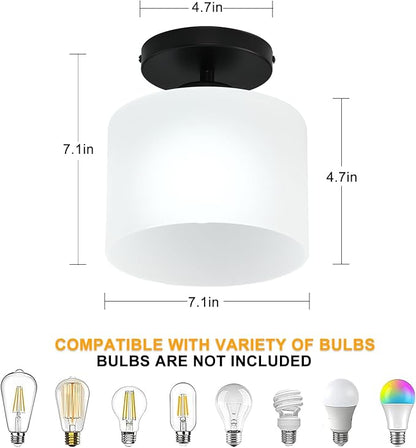 Semi Flush Mount Ceiling Light, Modern Kitchen Lighting Fixtures Ceiling, Rustic Ceiling Light Fixtures, Ceiling Lights with Glass Shade for Hallway Foyer Entryway Bedroom