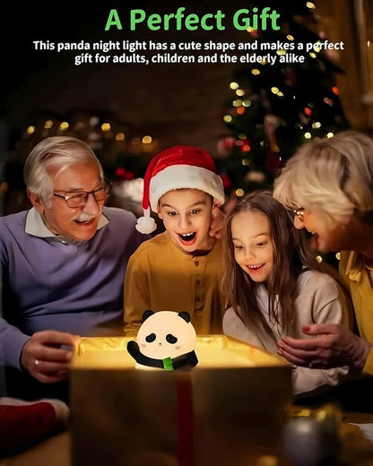 Panda Night Light Squishy, 50Hrs Battery Kids Nightlight, Tap Control 2 Brightness, 30Min Auto-Off, Rechargeable Bedside Lamp for Nursery Toddlers, [Mothers Day Gifts]