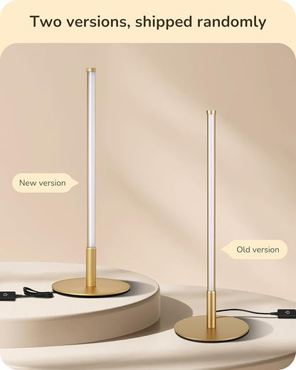 EDISHINE LED Table Lamp, Stepless Dimmable Bedside Lamp with 3 Color Temperature, Modern Nightstand Lamp, Upgraded Desk Lamps for Bedroom, Living Room, Corner, Gift, Metal Finish, Gold, 6W