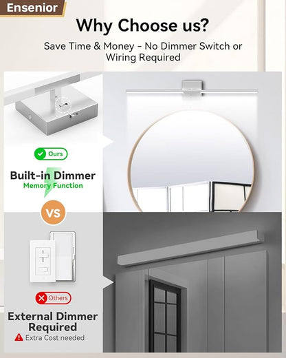 Ensenior Modern Bathroom Vanity Light 32 inch, Built-in Dimmer, 18.5W Dimmable 5CCT Led Bath Lights, Baked-on Matte Grey Vanity Lights for Bathroom Mirror Cabinets Bedroom-FCC & ETL Certificated