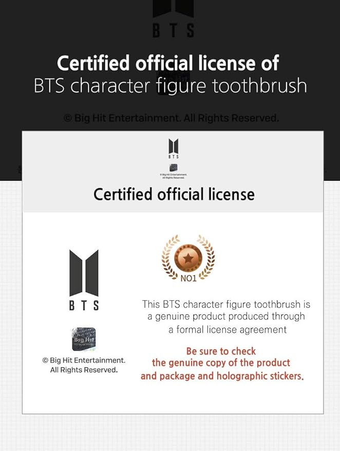 [BTS Official Merchandise] Fans Gift - K-Pop Idols Goods - BTS Character Figure Toothbrush with Convenient Magnetic Holder (Suga)