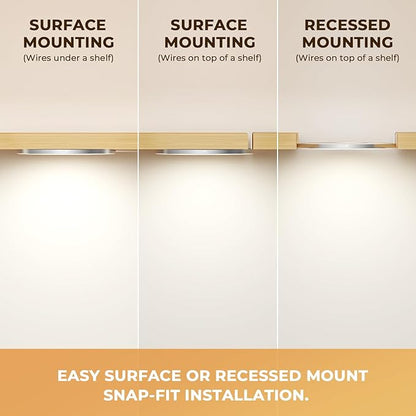 VST Under Cabinet Mini Panel Lighting 3.94inch 12V 2.5W(Total 15W) with Wireless Dimmer Switch, Surface Mount Puck Light for Kitchen Van Truck Car Galley Downlight 6Pack(Round 2700K-6500K)
