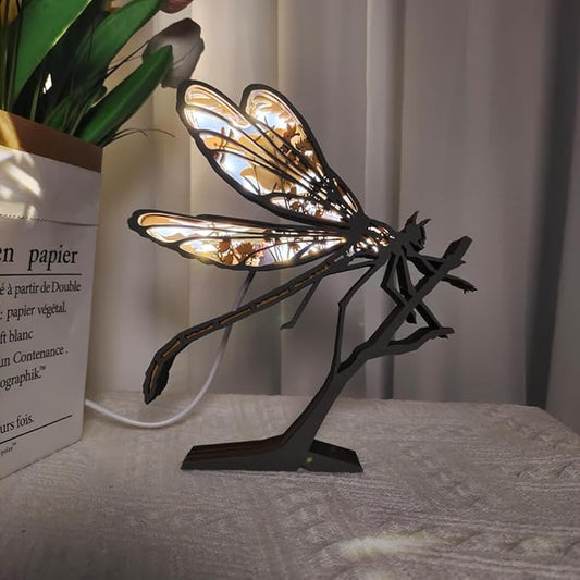 3D Wooden Animal Carving LED Night Light, Wood Carving Light, Modern Home Decoration, Decorative Tables, Cabinets, Living Rooms, Bedrooms, Offices, Farmhouses, Bookshelves, Perfect Holiday Gifts