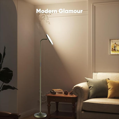 SIBRILLE 36W LED Floor Lamp, Super Bright Standing Lamp, Modern Stepless Dimmable Torchiere Tall Lamp with Remote Control, 350°Rotating Head Reading Floor Lamp for Living Room, Bedroom, Office