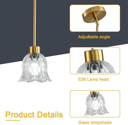 Pendant Lamp with Glass Shade, Modern Antique Brass Pendant Lights,Hanging Light Vintage Glass Shade, Island Light Pendant Light Fixture for Bedroom Living Room Kitchen