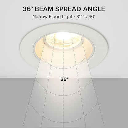Maxxima 2 in. Ultra-Thin Recessed Anti-Glare LED Downlight - Canless IC Rated, 5 Color Temperature Selectable 2700K/3000K/3500K/4000K/5000K, Dimmable, Round Stone Gray Trim, 90 CRI