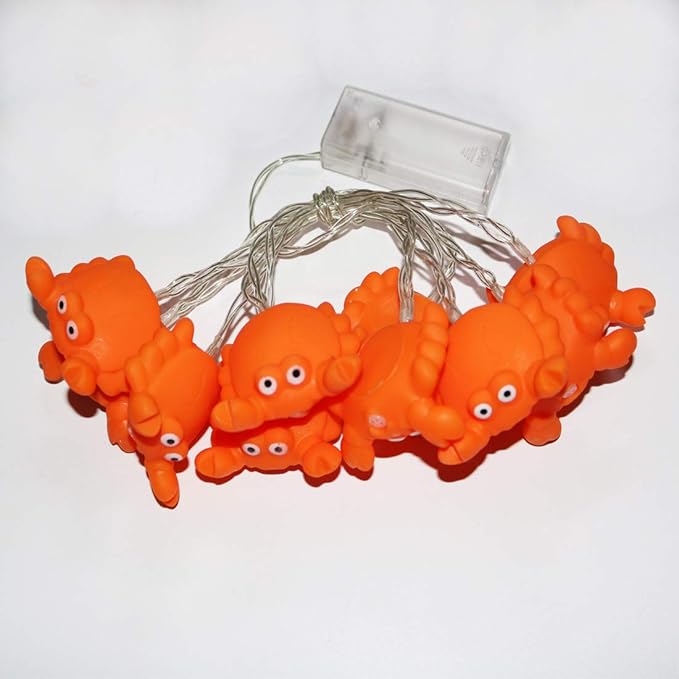 Crab String Lights,5ft/1.5M 10 LEDs Battery Powered Cute Animal String Lights for Home Party,Children Bedroom,Children Room,Library or Any Kids Party Decoration.