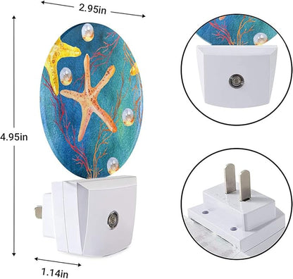 EKOBLA Starfish Plug-in Night Light, Ocean Coral, Pearl & Seashell LED Nightlight with Auto Sensor for Home Decor
