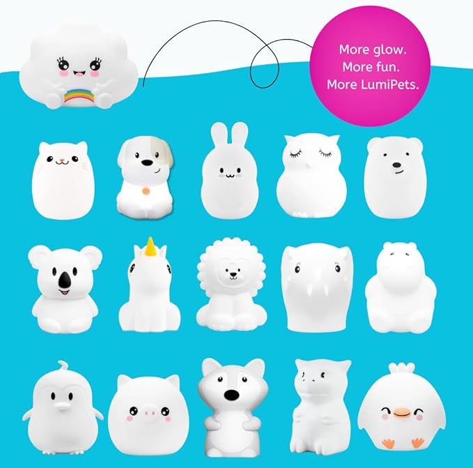 Lumipets Cloud Squishy Night Light for Kids | Soft Silicone Bedside Mood Lamp with Remote & Tap Control | Rechargeable Color Changing Night Light for Boys & Girls | Portable Nightlight with USB Cord
