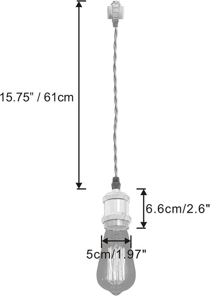 Kiven H-Type Track Light Pendants, 24 Inch Cord Length Black Weave Rope, 3 Pack Restaurant Chandelier Decorative Pendant Light Industrial Pendant Lamp,Bulb Not Included（Chrome）