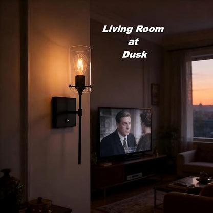 Dimmable Battery Operated Wall Sconce Set of 2, Rechargeable Wall Mount Light No Wiring, Easy Install Wireless Wall Lamp for Living Room Bedroom Hallway Farmhouse Indoor, Bulb Included