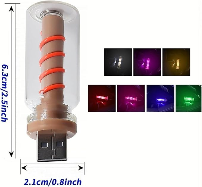 Touch Control Car Atmosphere Light, USB Lights Portable Mini Glass Bottle LED Bulb Night Lights, USE for Vehicle Bedroom Camping Decoration - Yellow