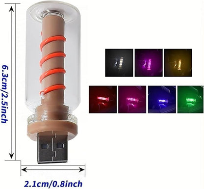 Touch Control Car Atmosphere Light, USB Lights Portable Mini Glass Bottle LED Bulb Night Lights, USE for Vehicle Bedroom Camping Decoration - Yellow